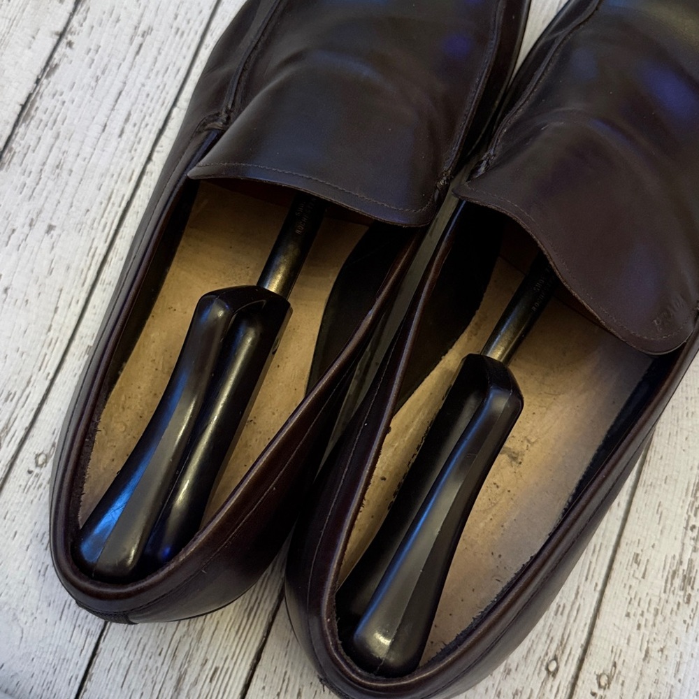 Prada dark brown classic slip on Leather Loafers size 11.5 - Picture 6 of 8